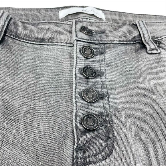 Kancan Harlo Mid Rise Flare Jeans Light Gray Knee Holes Size 13/30 - Picture 3 of 10